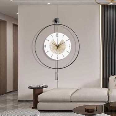Imagem de Relógio de parede para decoração de sala de estar, relógios de parede decorativos com pêndulo para quarto, cozinha, escritório, casa, relógio de parede moderno grande operado por bateria, relógio