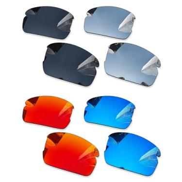 Imagem de Combine8 4 pares de lentes de reposição ploarizadas para óculos de sol Oakley Flak 2.0 OO9295 - preto + titânio prata + azul gelo + vermelho fogo