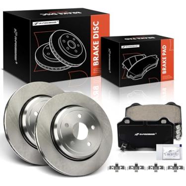 Imagem de A-Premium Rotores de freio a disco ventilados traseiros de 350 mm + kit de pastilhas de cerâmica compatível com modelos selecionados de Jeep e Dodge - Série WK2 Grand Cherokee 2012-2020, Durango