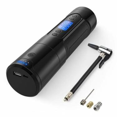 Imagem de Compressor de ar portátil mini bomba inflator de ar recarregável sem fio bomba de ar elétrica 150psi 12v para bola bicicleta carro(Black)