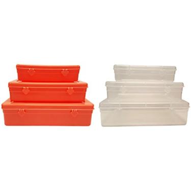 Imagem de Conjunto de 6 recipientes de armazenamento da marca Black Duck e suprimentos escolares em 3 tamanhos diferentes – 4 cores sortidas – Perfeito para pesca, materiais escolares, joias, artesanato, brinquedos pequenos e mais!, Pêssego, Large, 6