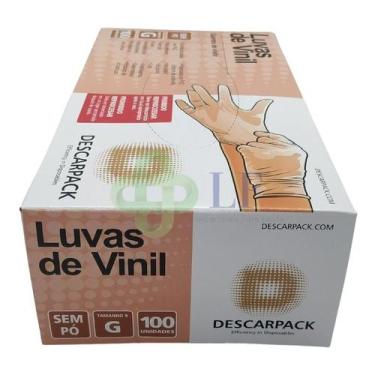 Imagem de Luva Descarpack De Vinil Sem Pó Talco Vinilo Tamanhos P M G Original -