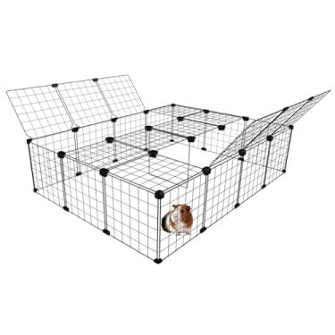 Imagem de Cercado Gaiola Pet para Porquinho da Índia 90x120cm com Teto 30cm Altura Tela Aramada Malha de 5cm (Branco)