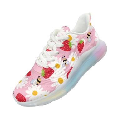 Imagem de GOSTONG Tênis de corrida feminino com almofada de ar, leve, antiderrapante, para academia, jogging e atividades ao ar livre, respirável, confortável, tamanho 36-42, Daisy Strawberries, 40