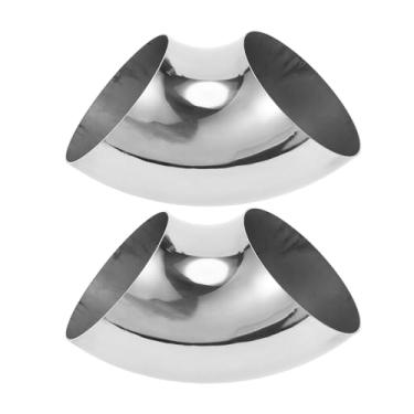 Imagem de Motoforti 2 peças 90 graus mandril curva cotovelo carro modificado tubo de escape tubulação 12.1 cm espessura OD 1,2 mm/18GA 120x245x1,2 mm 304 aço inoxidável tom prata