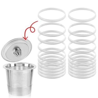 Imagem de 20 peças de juntas de silicone para copo K recarregável de aço inoxidável Keurig, anel de vedação reutilizável de substituição para filtro de café Keurig, reutilizável