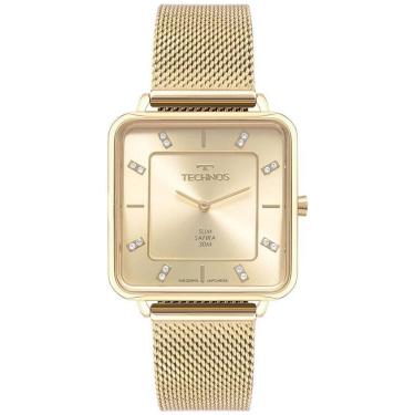 Imagem de Relogio Technos Feminino Dourado Quadrado Safira Gl22Ai/1X