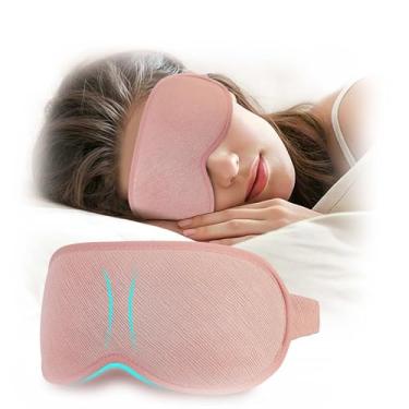 Imagem de Halenmou Máscara para os olhos dormindo Acessórios de dormir: 100% blackout tamanho ajustável vendas, confortável macio respirável zero pressão ocular capa | Viagem em casa para mulheres (rosa)