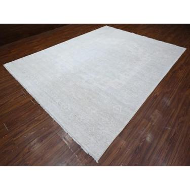 Imagem de Shahbanu Rugs Tapete oriental branco lavado fino peshawar atado à mão de lã pura (2,5 m x 27,8 cm)