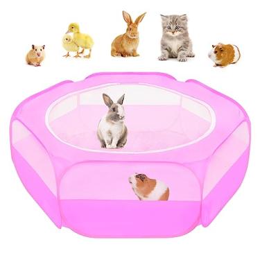 Imagem de Amakunft Cercadinho Pop-Up Para Pequenos Animais Com Cobertura De Malha, 47'' X 23,6'' X 15'' Caixa Chocadeira Para Galinhas, Cercadinho Interno E Externo Para Porquinhos-Da-Índia, Coelhos, Coelhos,