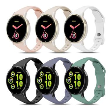 Imagem de EverAct Pacote com 6 pulseiras de relógio finas de silicone compatíveis com Vivoactive 5/Vivoactive 3/Venu Sq 2/Venu Sq/Venu, pulseira esportiva fina e estreita de 20 mm para Forerunner 55/165/645/245