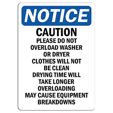 Imagem de Aviso - Caution Please Do Not Overload Washer Or Sign | Adesivo adesivo adesivo de loja de varejo adere a qualquer superfície 20 cm
