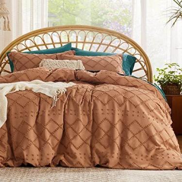 Imagem de Capa de edredom Bedsure Boho Queen Size com 2 fronhas Orange