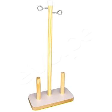 Imagem de Porta Fio Carretel Linha Doméstico Para 2 Cone Mdf Madeira