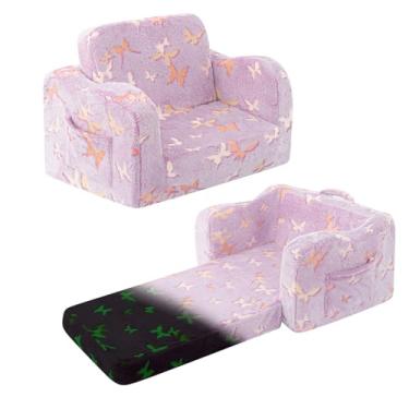 Imagem de snow mini Cadeira infantil infantil, 2 em 1 dobrável, cadeiras conversíveis para crianças de sofá confortável para espreguiçadeira com recurso que brilha no escuro, macia para meninas e meninos