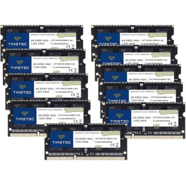 Imagem de Timetec Kit de 80 GB (10 x 8 GB) DDR3L / DDR3 1600 MHz (DDR3L-1600) PC3L-12800 / PC3-12800 Non-ECC Unbuffered 1,35 V/1,5 V CL11 2Rx8 204 pinos SODIMM Laptop Notebook PC Módulo RAM Atualização Preto