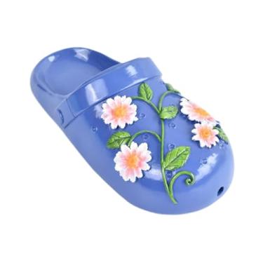 Imagem de Bothyi Sapatos Vaso de resina Flowerpot com orifício de drenagem Planter decorativo de suporte para cartoon para o escritório do restaurante de aniversário, Azul
