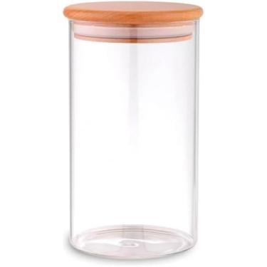 Imagem de Pote de Vidro Circular Hermético Multiuso com Tampa de Bambu - 1200ML