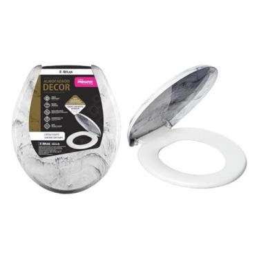 Imagem de Assento Sanitário Tampa Vaso Almofadado Marmorizado Branco - Atlas