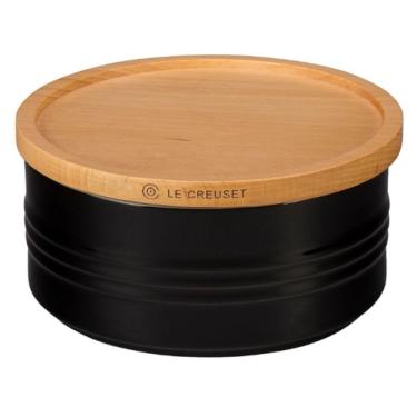 Imagem de Pote le creuset em cerâmica com tampa de madeira 420ML black onyx 91044402140000