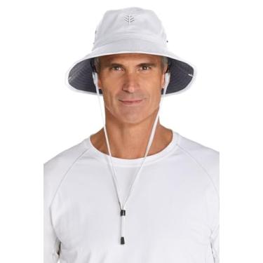 Imagem de Coolibar Chapéu pescador peso-pena masculino FPS 50+ Chase - protetor solar, Branco/Carbono, P-M