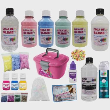 Imagem de Mini Kit Slime Completo Cola Branca Cola Transparente Clear Espuma
