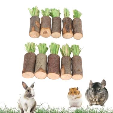 Imagem de Brinquedos para Mastigar Hamster, 10 Peças, Varas para Mastigar Coelho, Comida Orgânica Comestível, Brinquedos para Mastigar para Chinchila, Porquinhos-da-índia, Coelho, (Tipo de