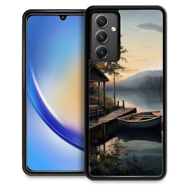 Imagem de FKBRCL4U Capa para Samsung Galaxy A54 5G, estampa de acampamento de barco no lago outono design gráfico menina menino silicone macio acrílico rígido proteção contra choque para Samsung Galaxy A54 5G