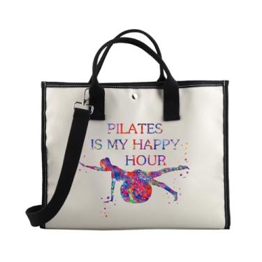 Imagem de BDPWSS Bolsa de Pilates, Presente para Amantes de Pilates, Pilates Is My Happy Hour, Instrutor de Ioga, Presente para Amantes de Ioga, Bolsa para Amantes de Meditação (Pilates hour TE)