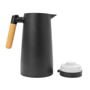 Imagem de Garrafa Térmica com Cabo de Madeira, 1 Litro, Aço Inox, Preta