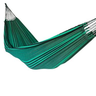 Imagem de Rede De Dormir Descanso Casal Jeans Lisa Gigante 4 m(VERDE LISTRADA)
