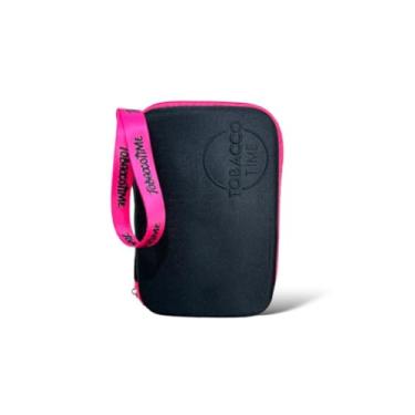 Imagem de Case Estojo Organizador Namorados Preta e Rosa com Zíper e Divisória