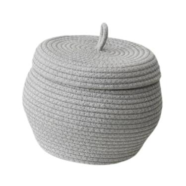 Imagem de Ｂｅｓｇａ Cesta de Armazenamento de Lanche com Tampa, Organizador de Brinquedos, Caixa de Armazenamento Tecida Redonda Da Moda, para Armário Doméstico Berçário, Cinza, Tamanho real