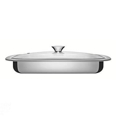 Imagem de Tramontina 61315394 Assadeira Aço Inox com Tampa de Vidro, Prata, 385 X 252 mm