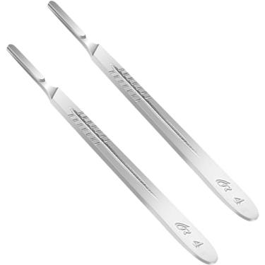 Imagem de HAISENGO Pacote Com 2 Cabos De Bisturi De Aço Inoxidável Nº 4, Suporte Para Faca De Bisturi Compatível Com Lâminas Nº 20, 21, 22, 23, 24 E 25, Perfeito Para Uso Educacional De Estudantes, Uso Diári