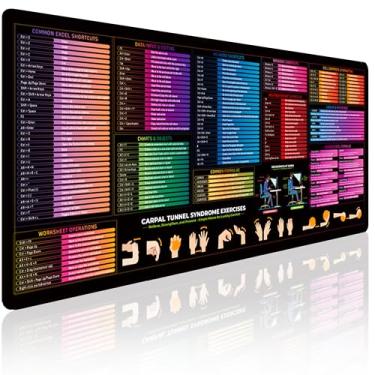 Imagem de ARefugen Tapete de mouse Office Shortcut XL - Excel, Word, Windows, PowerPoint - Tapete de teclado de mesa antiderrapante à prova d'água para trabalho e jogos 80 cm x 30 cm