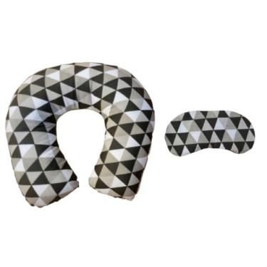 Imagem de Almofada De Pescoço Travesseiro Apoio Encosto Pescoceira para Viagens(triangulo preto)