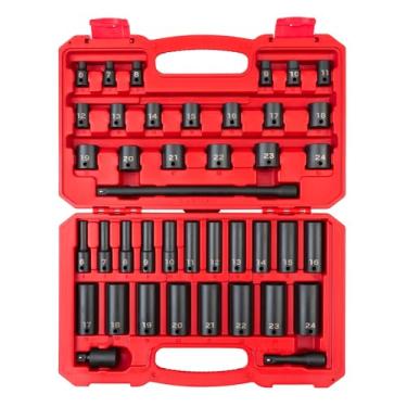 Imagem de TEKTON Conjunto de soquetes de impacto de 6 pontos, chave de 3/8 polegadas, 41 peças (6-24 mm) | SID91401
