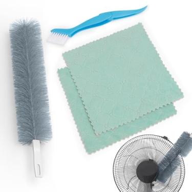 Imagem de Memrita Escova de limpeza de ventilador, conjunto de ferramentas de escova de limpeza de ventilador, vem com espanador de ventiladores dobráveis, escova de limpeza de lacunas e trapos, removedor de
