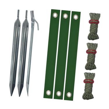 Imagem de Ｂｅｓｇａ Pesquisa de árvore de árvores pesadas e suporta mudas recém -plantadas versáteis em árvores inclinadas ancoragem kit de alisamento, Corda Verde Escura, Estaca Prateada