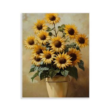 Imagem de Stupell Industries Arte de placa de parede de arranjo de girassóis ensolarados, design de Franklyn Gregory, 28 x 35 cm