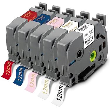 Imagem de Pristar Fitas de substituição de fitas de cetim TZe compatíveis para Brother TZe-R231 TZe-R234 TZe-RE34 TZe-RN34 TZe-RW34 para PT-P710BT D210 H110 H100 E110 H101 E300 H107B H500 P3300 00BT GL-H105