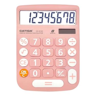 Imagem de CATIGA Calculadora de mesa de 8 dígitos com energia solar e visor LCD, botões grandes, para casa, escritório, escola, aula e negócios, calculadoras básicas pequenas de 4 funções para mesa, CD-8185