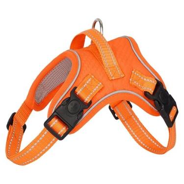 Imagem de RichePet Peitoral refletivo ajustável para cães pequenos, médios e grandes, treinando donos de animais de estimação (laranja, grande)