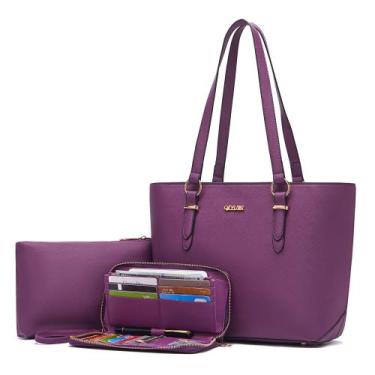 Imagem de Conjunto de bolsas e carteiras de material sintético Qiyuer para mulhe