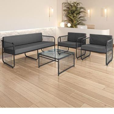 Imagem de Conjunto 2 Poltronas 1 Namoradeira e 1 Mesa de Centro Córdova em Aço C