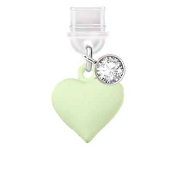 Imagem de ELISE & FONDA TP628 Tipo-C porta de carregamento plugue antipoeira pequena pintura spray 3D amor coração celular charme para iPhone 15/16/Samsung/OnePlus/Xiaomi/oppo telefones Android (verde)