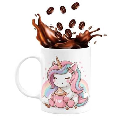 Imagem de Caneca de Porcelana Unicórnio Cute 325ml Rainbow Happiness - PRMUG