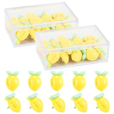 Imagem de Koqye 30 Peças De Alfinetes Frutas Decorativos, Tachinhas Abacate Para Quadro Cortiça, Parede Fotos, Mapa, Boletim Escritório Ou Casa (Limão)
