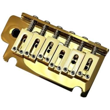Imagem de OVSAL Ponte De Guitarra Elétrica Dourada 10,5 Mm, Tremolo 2 Pontos Com Rastilho Liga Zinco E Peças Chapa Aço Inoxidável Para Stratocaster 6 Cordas